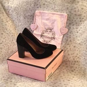 Juicy Couture Black Velvet Rosa Heels SIZE 9